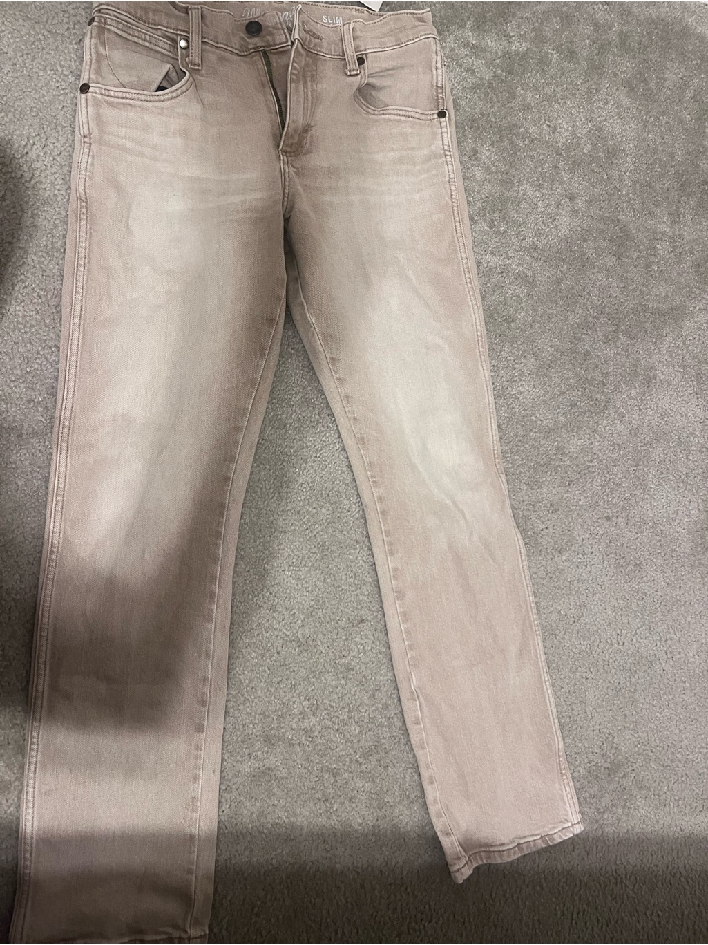 Men's Slim Straight Jeans In Light Taupe